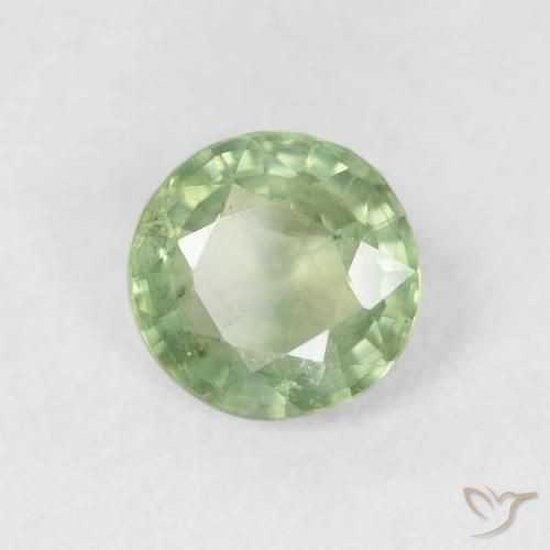 0.80 ct Green Sapphire Stone, Natural Sapphire in Round Facet Shape for Sale