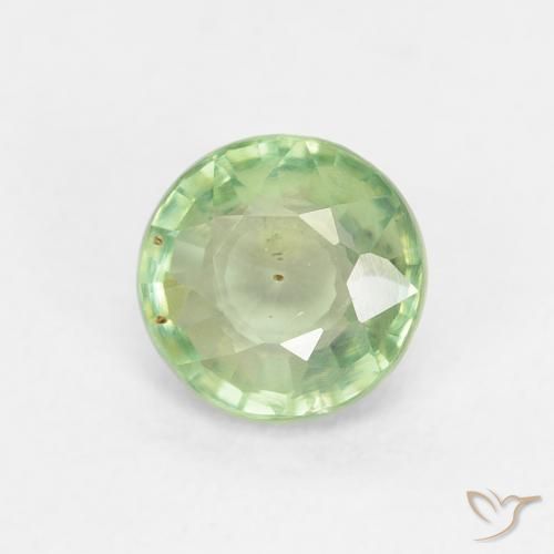 0.81 ct Green Sapphire Stone, Natural Sapphire in Round Facet Shape for Sale