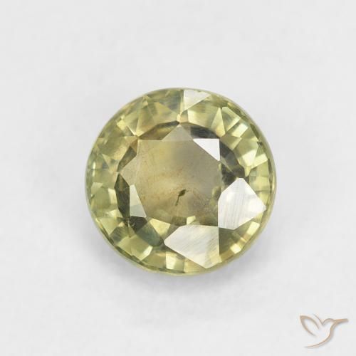 0.86 ct Green Sapphire Stone, Natural Sapphire in Round Facet Shape for Sale