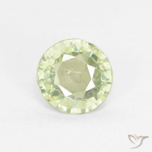 0.61ct Natural Light Green Sapphire, Round, VS