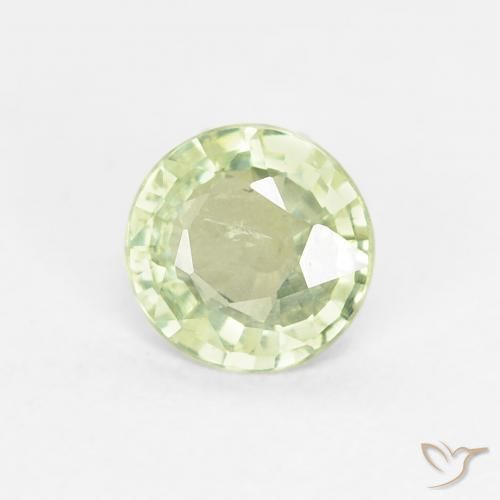 0.61 ct Green Sapphire Stone, Natural Sapphire in Round Facet Shape for Sale