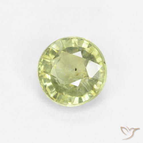 0.71 ct Green Sapphire Stone, Natural Sapphire in Round Facet Shape for Sale