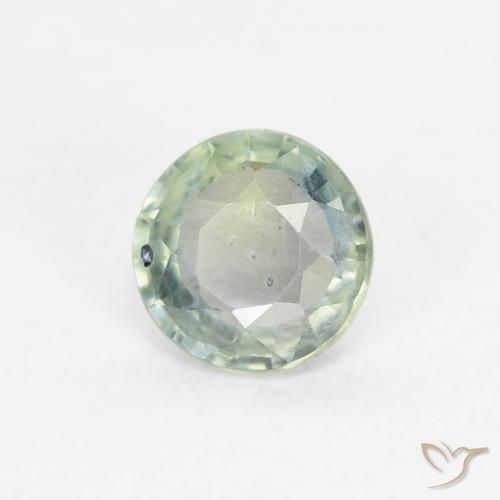 0.59 ct Green Sapphire Stone, Natural Sapphire in Round Facet Shape for Sale