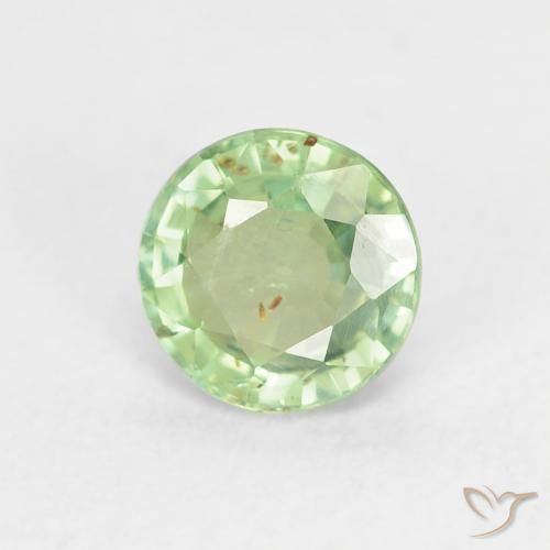 0.81 ct Green Sapphire Stone, Natural Sapphire in Round Facet Shape for Sale