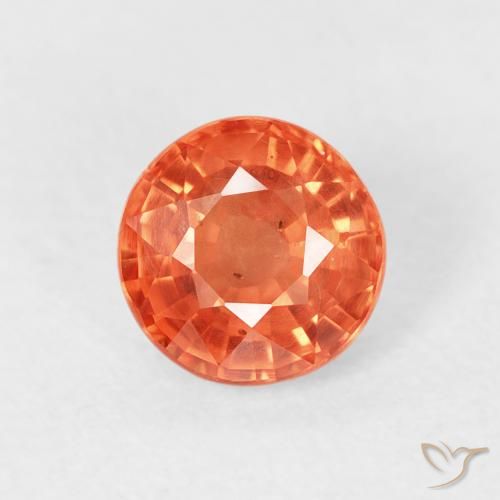 0.87ct Natural Reddish Orange Sapphire, Round, VS
