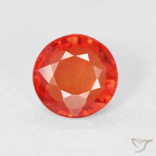 0.73ct Natural Reddish Orange Sapphire, Round, VS