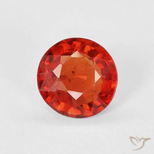0.62ct Natural Intense Red Orange Sapphire, Round, VS