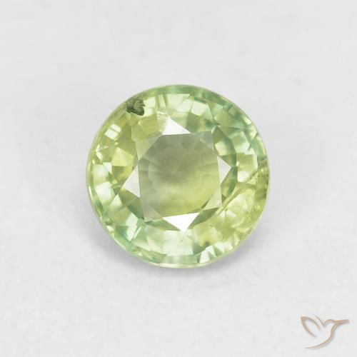 0.85ct Natural Light Lively Green Sapphire, Round, VS