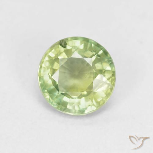 0.85 ct Green Sapphire Stone, Natural Sapphire in Round Facet Shape for Sale