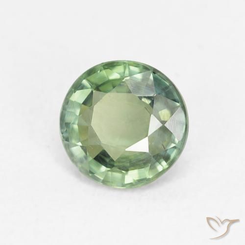 0.80 ct Green Sapphire Stone, Natural Sapphire in Round Facet Shape for Sale
