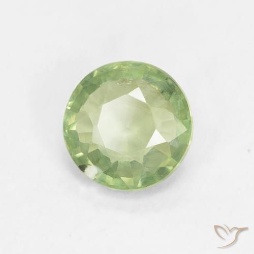 0.89 ct Green Sapphire Stone, Natural Sapphire in Round Facet Shape for Sale