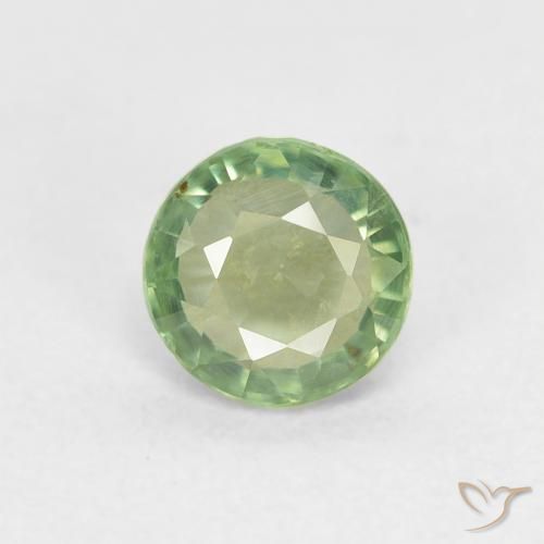0.68ct Natural Light Sage Green Sapphire, Round, VVS-VS