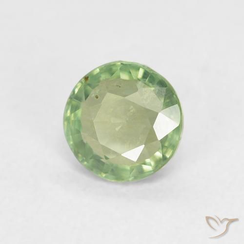 0.68 ct Green Sapphire Stone, Natural Sapphire in Round Facet Shape for Sale