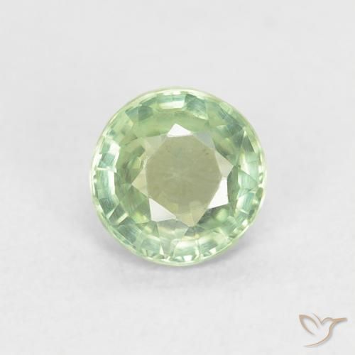 0.61ct Natural Light Green Sapphire, Round, VS