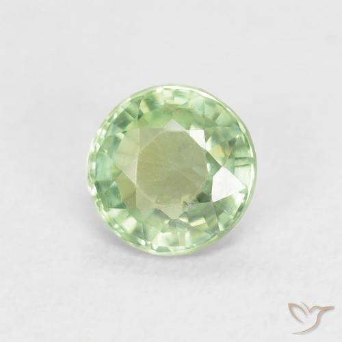 0.61 ct Green Sapphire Stone, Natural Sapphire in Round Facet Shape for Sale