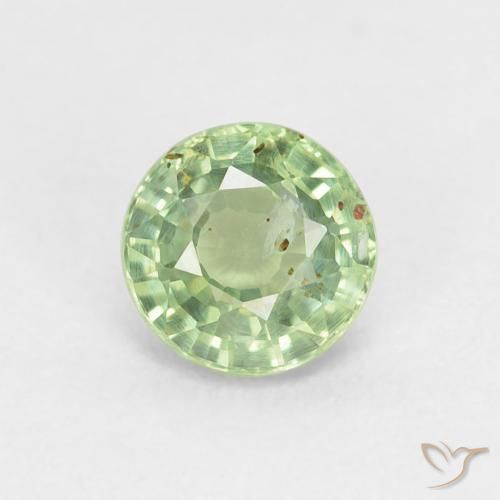 0.98ct Natural Light Yellow Green Sapphire, Round, VS