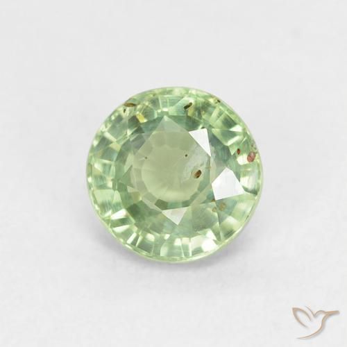 0.98 ct Green Sapphire Stone, Natural Sapphire in Round Facet Shape for Sale