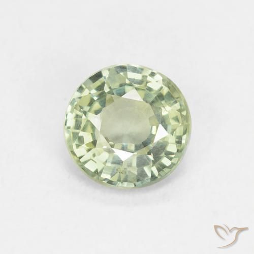 0.86ct Natural Light Green Sapphire, Round, VS
