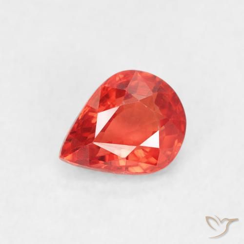 0.47ct Natural Intense Red Orange Sapphire, Pear Shape, VVS-VS