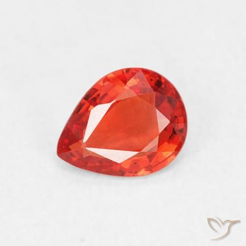 0.37ct Natural Intense Red Orange Sapphire, Pear Shape, VVS-VS
