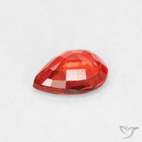 Sapphire Gemstone in 5.2 x 4.1 mm Size for Sale, Sapphire Stone in Intense Red Orange Color