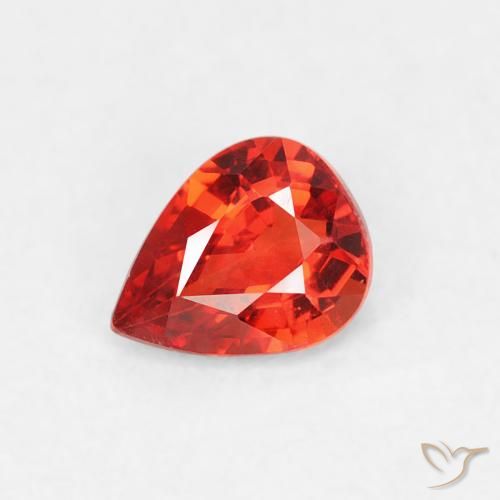0.40ct Natural Medium Red Sapphire, Pear Shape, VVS-VS