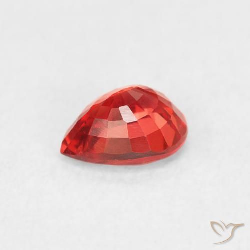 Sapphire Gemstone in 5 x 4 mm (calibrated) Size for Sale, Sapphire Stone in Bright Crimson Red-Orange Color