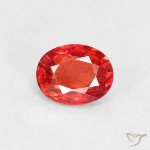 0.42ct Natural Intense Red Orange Sapphire, Oval, VVS-VS