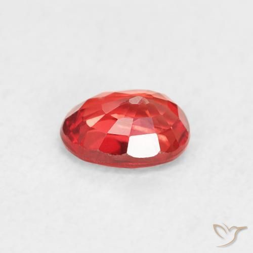 Sapphire Gemstone in 4.9 x 3.8 mm Size for Sale, Sapphire Stone in Intense Red Orange Color