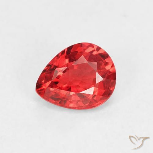0.48 ct Red Sapphire Gemstone, Sapphire Gem in Pear Facet Shape for Sale.