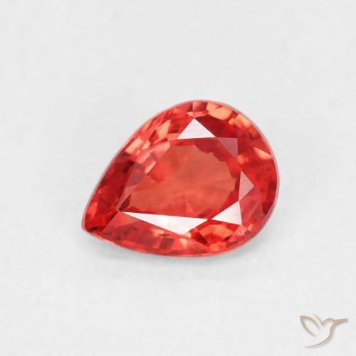 0.39ct Natural Intense Red Orange Sapphire, Pear Shape, VVS-VS
