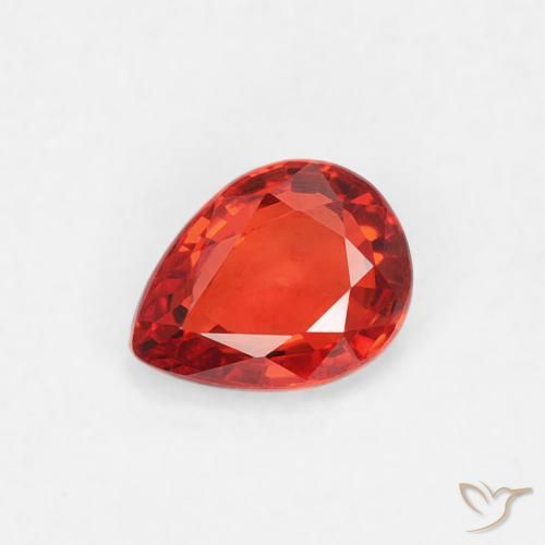 0.38ct Natural Intense Red Orange Sapphire, Pear Shape, VVS-VS