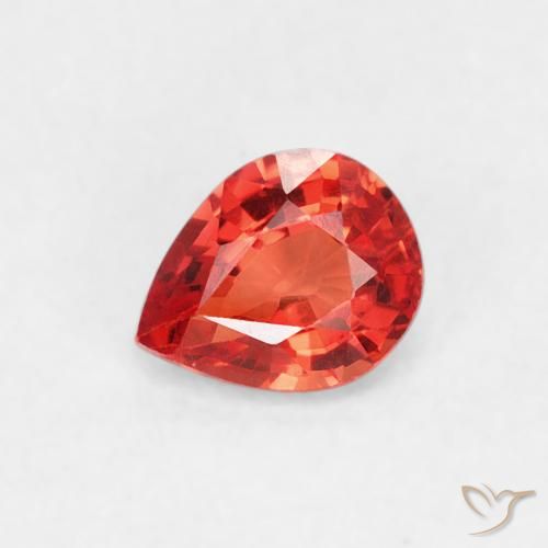0.43ct Natural Medium Red Sapphire, Pear Shape, VVS-VS