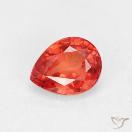 0.55ct Natural Medium Red Sapphire, Pear Shape, VVS-VS