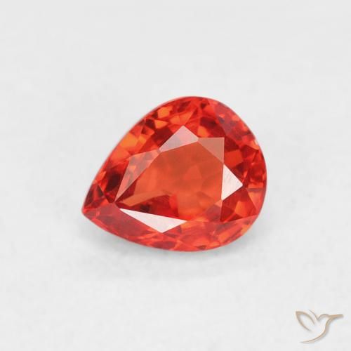0.54ct Natural Intense Red Orange Sapphire, Pear Shape, VVS-VS