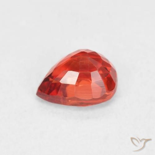 Sapphire Gemstone in 5.1 x 4.1 mm Size for Sale, Sapphire Stone in Intense Red Orange Color