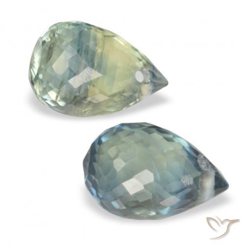 1.74 ctw Green Sapphire Stones, Natural Sapphire in Briolette with Hole Shape for Sale
