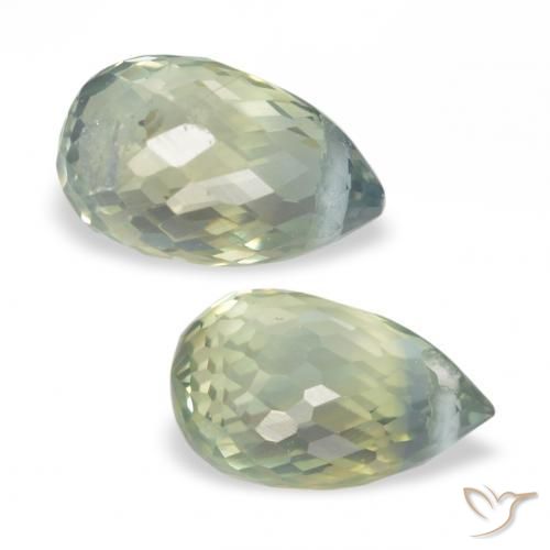 1.44 ctw Green Sapphire Stones, Natural Sapphire in Briolette with Hole Shape for Sale
