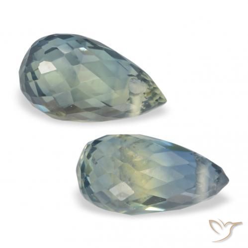 1.39 ctw Green Sapphire Stones, Natural Sapphire in Briolette with Hole Shape for Sale