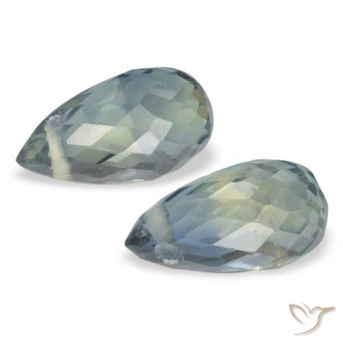 Sapphire Gemstones in 6.3 x 3.5 mm Size for Sale, Sapphire Stones in Pale Forest Green Color