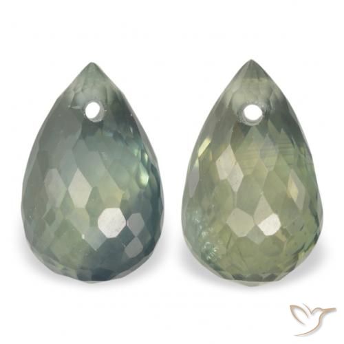 1.58ctw Natural Medium Blue Green Sapphire, Briolette, VS
