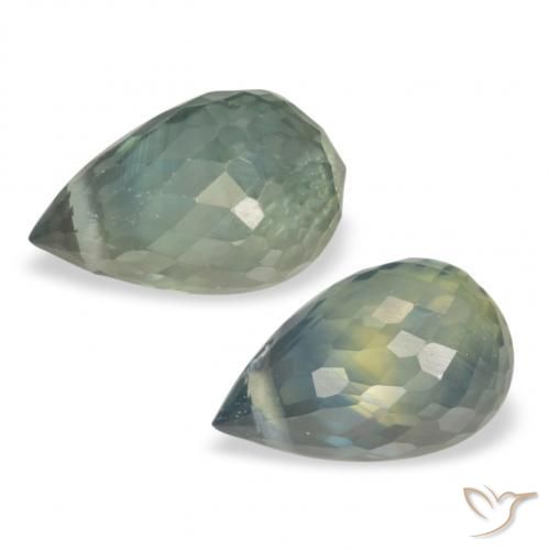 Sapphire Gemstones in 6.1 x 3.9 mm Size for Sale, Sapphire Stones in Medium Blue Green Color