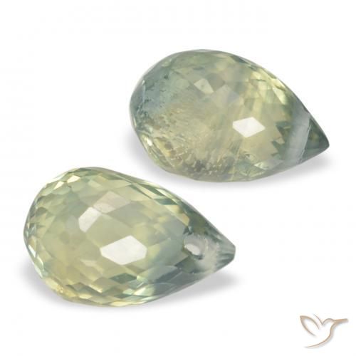 1.49 ctw Green Sapphire Stones, Natural Sapphire in Briolette with Hole Shape for Sale