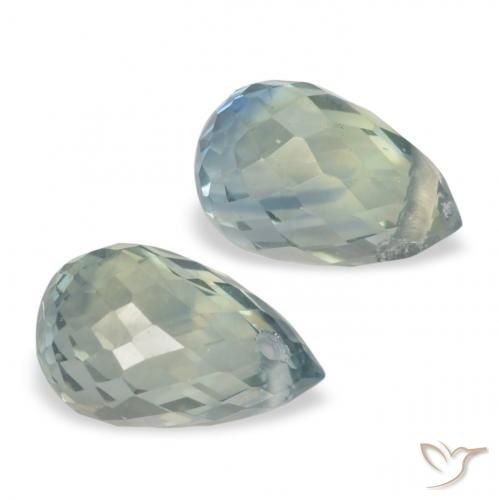 1.64 ctw Green Sapphire Stones, Natural Sapphire in Briolette with Hole Shape for Sale