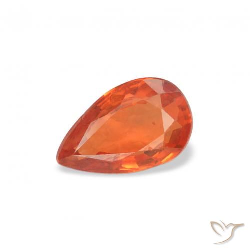 0.52ct Natural Medium Orange Sapphire, Pear Shape, VS