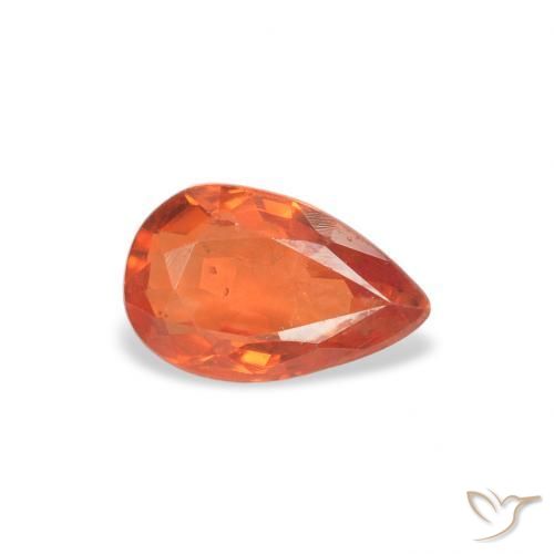 0.52 ct Orange Sapphire Stone, Natural Sapphire in Pear Facet Shape for Sale