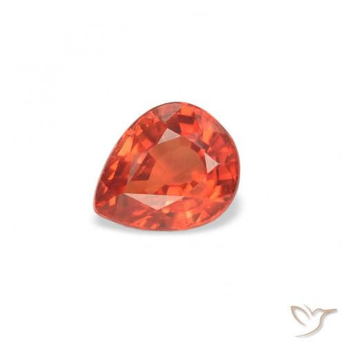 0.51ct Natural Warm Orange Sapphire, Pear Shape, VS