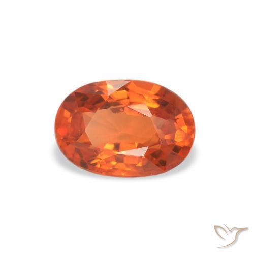 0.73 ct Orange Sapphire Stone, Natural Sapphire in Oval Facet Shape for Sale