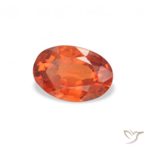0.60 ct Orange Sapphire Stone, Natural Sapphire in Oval Facet Shape for Sale