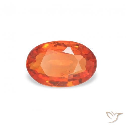 0.54 ct Orange Sapphire Stone, Natural Sapphire in Oval Facet Shape for Sale
